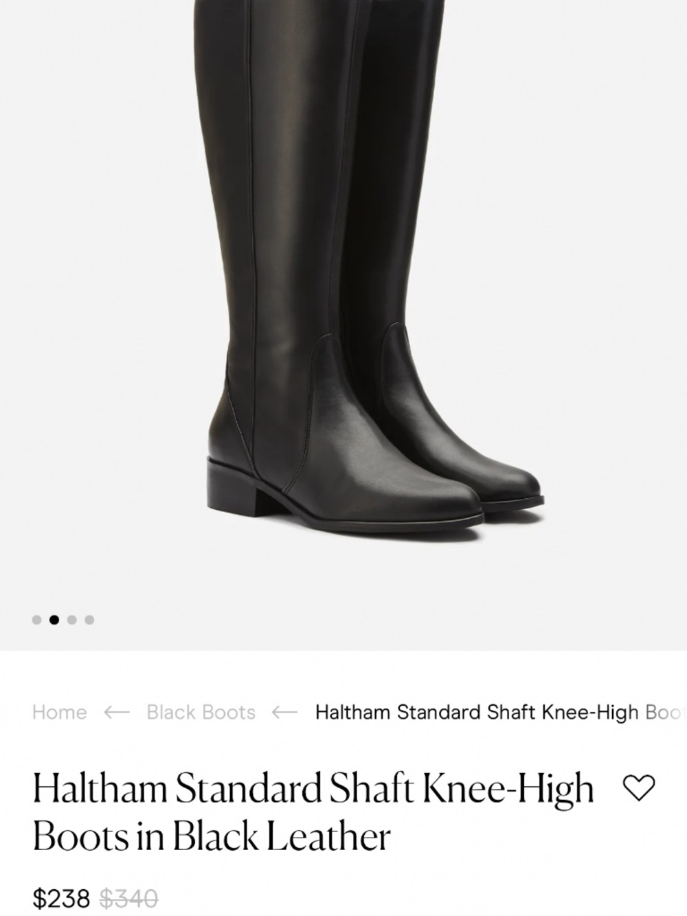 DUOBOOTS Haltham Standard Shaft Knee-High Boots Black Leather | Size EU 38